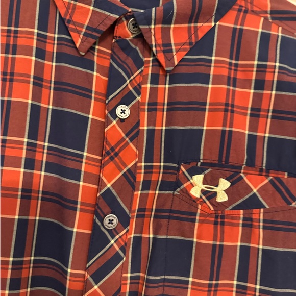 Under Armour Orange and Blue Plaid Shirt - Picture 2 of 5